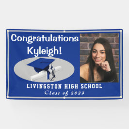 青王室の灰色アクセント付きビニール卒業写真 横断幕