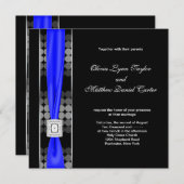 青王室の点モダン白黒結婚ズ 招待状 (正面/裏面)