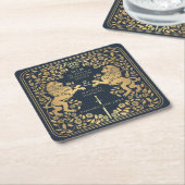青王室の獅中世結婚剣 スクエアペーパーコースター (アングル)