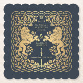 青王室の獅中世結婚剣 ペーパーコースター (正面)