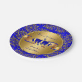 青王室の王冠の赤ちゃんシャワーボーイ ペーパープレート (アングル)