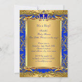 青王室の王冠の赤ちゃんシャワー熊エスニック 招待状 (裏面)