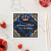 青王室の王、金ゴールド冠、絹 スタンダードカクテルナプキン (インサイチュ)