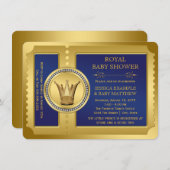 青王室の男の子の王室の赤ちゃん 招待状 (正面/裏面)