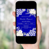 青王室の白のバラのレース誕生日 招待状