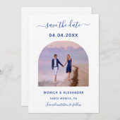 青王室の白の写真結婚式の日付を保存 セーブザデート (正面/裏面)