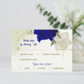 青王室の白の花が緑葉のRSVPカード 出欠カード (スタンド正面)