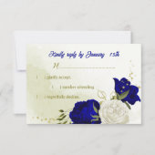 青王室の白の花が緑葉のRSVPカード 出欠カード (正面)