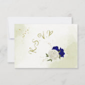 青王室の白の花が緑葉のRSVPカード 出欠カード (裏面)