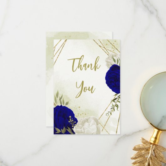 青王室の白の花が緑離れ サンキューカード (正面/裏面インサイチュ)