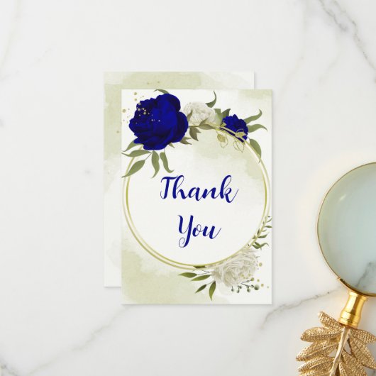 青王室の白の花が緑離れ サンキューカード (正面/裏面インサイチュ)