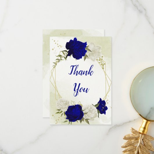 青王室の白の花が緑離れ サンキューカード (正面/裏面インサイチュ)