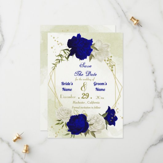 青王室の白の花が緑離れ セーブザデート (正面/裏面インサイチュ)