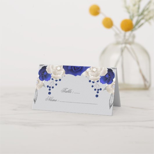 青王室の白の花グレー座席表 プレイスカード (正面)