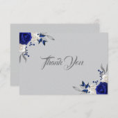 青王室の白の花シルバーグレイ感謝していユー サンキューカード (正面/裏面)