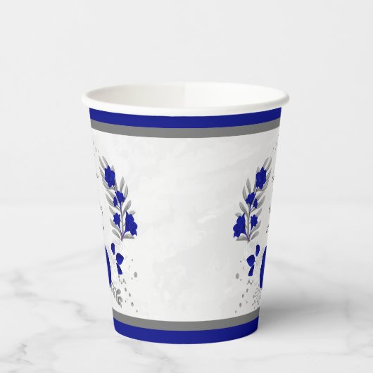 青王室の白の花シルバーボタニカルリース 紙コップ (左)