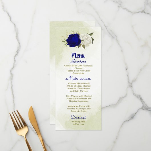 青王室の白の花葉は結婚青 メニュー (正面/裏面インサイチュ)