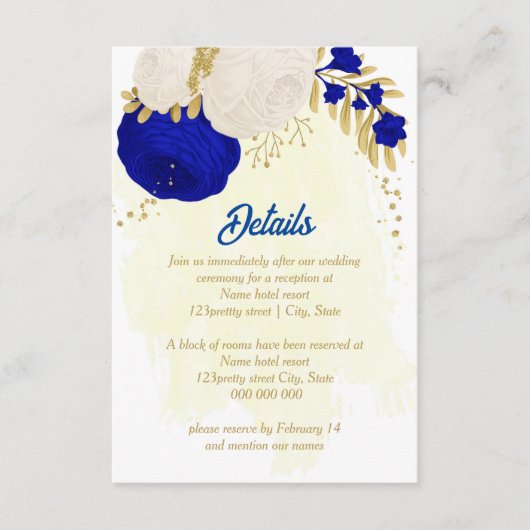 青王室の白の花金ゴールド結婚の エンクロージャーカード (正面)