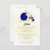 青王室の白の花金ゴールド結婚の エンクロージャーカード (正面/裏面)