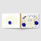 青王室の白の花金ゴールド結婚の ゲストブック (全面)