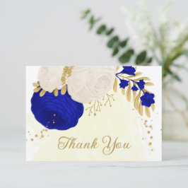 青王室の白の花金ゴールド結婚の サンキューカード