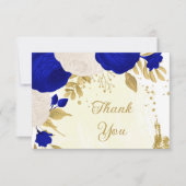 青王室の白の花金ゴールド結婚の サンキューカード (正面)