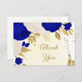 青王室の白の花金ゴールド結婚の サンキューカード (正面/裏面)