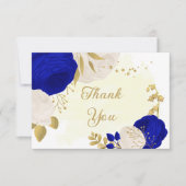 青王室の白の花金ゴールド結婚の サンキューカード (正面)