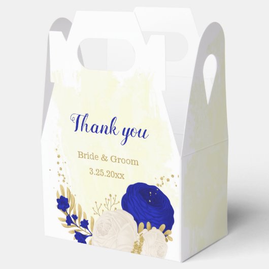 青王室の白の花金ゴールド結婚の フェイバーボックス (オープン)