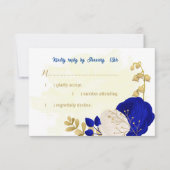 青王室の白の花金ゴールド結婚の 出欠カード (正面)