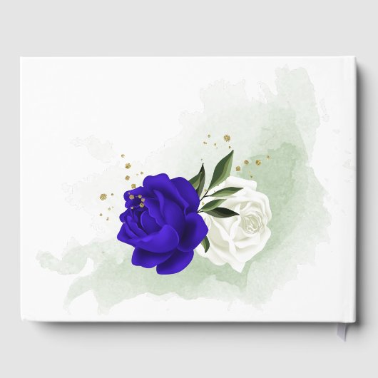 青王室の白の花金ゴールド結婚リース ゲストブック (裏面)