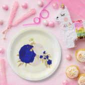 青王室の白の花金ゴールド ペーパープレート (パーティー)