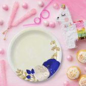 青王室の白の花金ゴールド ペーパープレート (パーティー)