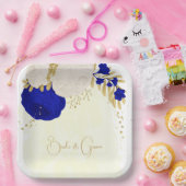 青王室の白の花金ゴールド ペーパープレート (パーティー)