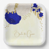 青王室の白の花金ゴールド ペーパープレート (正面)