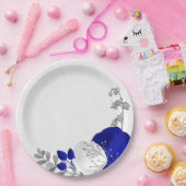 青王室の白の花銀色 ペーパープレート (パーティー)