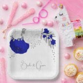 青王室の白の花銀色 ペーパープレート (パーティー)