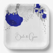 青王室の白の花銀色 ペーパープレート (正面)