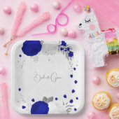 青王室の白の花銀色 ペーパープレート (パーティー)