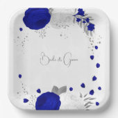 青王室の白の花銀色 ペーパープレート (正面)