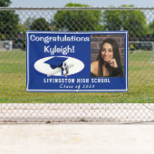 青王室の白アクセント付きビニール卒業写真 横断幕 (インサイチュ)