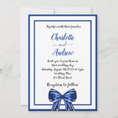 青王室の白エレガント弓結婚台本 招待状 (正面)