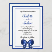 青王室の白エレガント弓結婚台本 招待状 (正面/裏面)