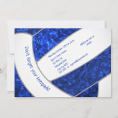 青王室の白ガーリーバレーボール誕生日パーティー 招待状 (裏面)