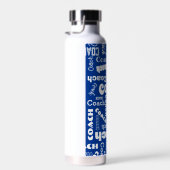 青王室の白コーチパーソナライズされたギフトネームアート ウォーターボトル (右面)