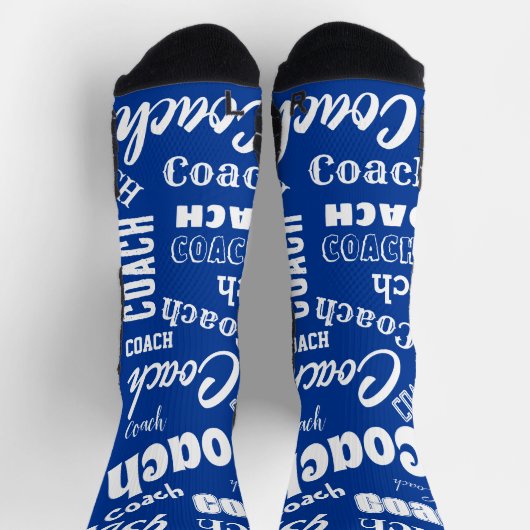 青王室の白コーチパーソナライズされたギフトネームアート ソックス (上部)