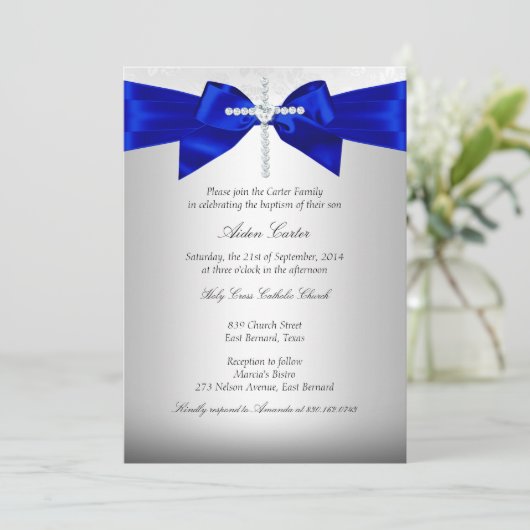 青王室の白シルバークロスバプテスマ 招待状 (スタンド正面)