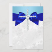 青王室の白シルバークロスボーイズ洗礼 招待状 (裏面)