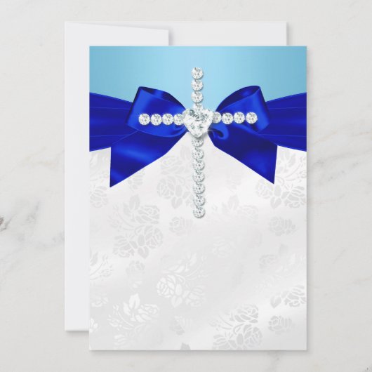 青王室の白シルバークロスボーイズ洗礼 招待状 (裏面)