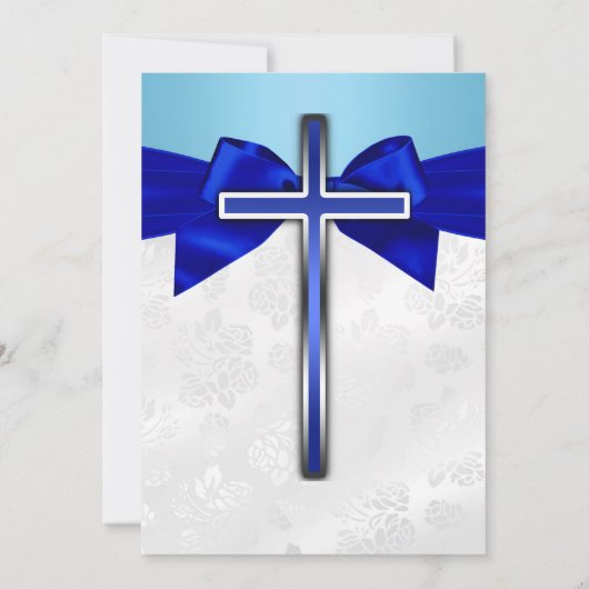 青王室の白シルバークロスボーイズ聖餐式 招待状 (裏面)